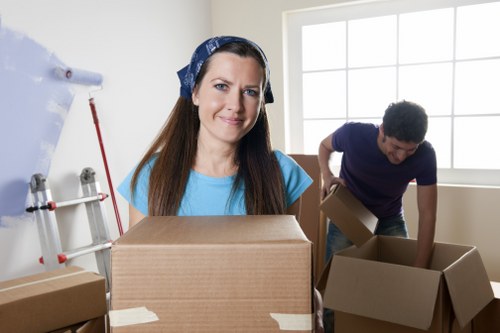 Packed boxes prepared for house removals in Nottinghill