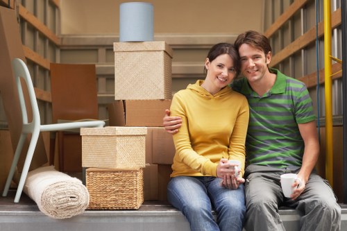 Labelled business items ready for commercial moves in Nottinghill