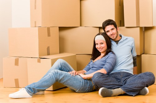 Packed moving boxes ready for removals in Nottinghill